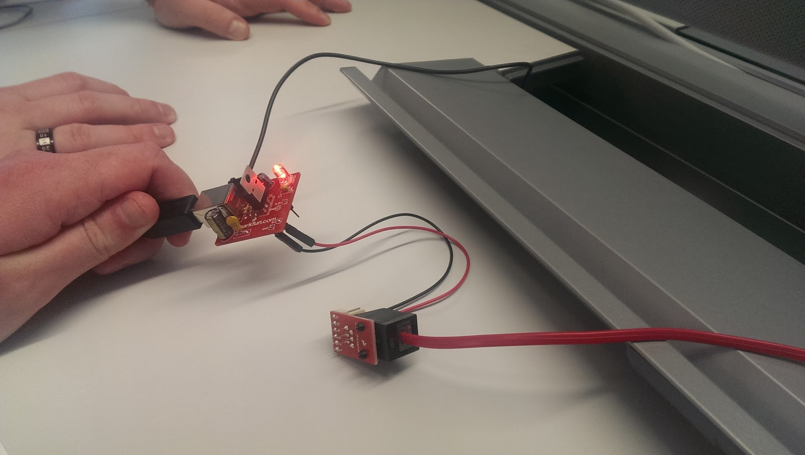 usb breakout board connected to rj11 breadout board